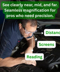 Man wearing Safety Glasses With Readers Plus 3.00 Magnification, UV Protection, ANSI Z87 High Impact Lenses in automotive work