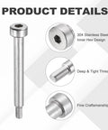 Rock Solid 16 Pcs 304 Stainless Steel Shoulder Bolts With Hex Socket M3x0.5 Thread showcasing hex design and tight thread detail.