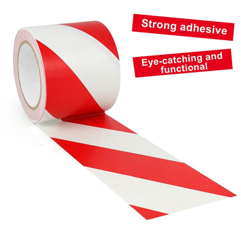 High Visibility Red And White Floor Marking Tape 4 Inch By 108 Feet Self Adhesive Waterproof Caution Strip for marking areas