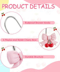 Product details of 12 Piece Pink Bow Cherry Shower Curtain Hooks Set Resin Rust Resistant Gliding Hooks For Standard Rods