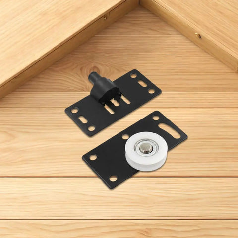 8 Pairs Black Carbon Steel Sliding Door Wheels For Closets And Wardrobes Rock Solid Heavy Duty Cabinet Pulleys with plates and rollers.