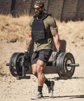 Heavy Duty Farmer's Walk Strongman Carry Rack With Elevated Neutral Handles, 600 Lb Capacity, 28mm Solid Steel Bars in use outdoors