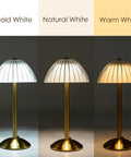 Cordless Gold Table Lamp for Home and Dining Rooms USB Rechargeable 12 Inch Brass LED Lamp with Built In Dimmer and 3 Color Modes