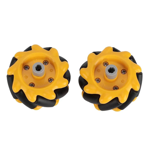 48mm Mecanum Wheel Set With TT Motors For Smooth Omnidirectional Robot Movement, rubber coated wheels, top view