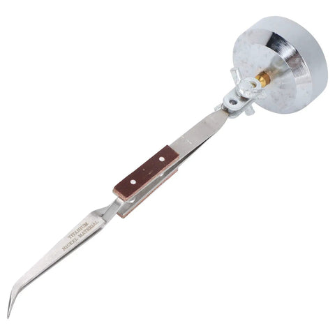Ultimate Third Hand With Curved Tweezers For Jewelry Welding Electronics Repair Craft Projects 360 Degree Rotating Self Locking Precision Tool with heavy duty base.