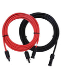 Beefy 20Ft Solar Panel Extension Cable 10 AWG with male and female connectors, UV resistant waterproof PV wire, red and black
