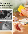 Automatic Needle Threaders for Hand Sewing and Sewing Machines, Easy Self Threader Tool Set That Fits All Needle Sizes, showing usage