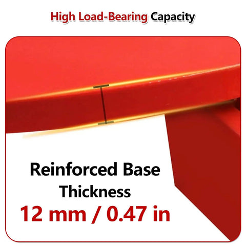 Heavy Duty Universal Machine Mover Dolly With 360 Degree Swivel Wheels And Sturdy Handle showing reinforced base thickness of 12 mm.