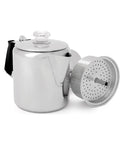 Stainless Steel Percolator Coffee Pot With Silicone Handle For Camping And Travel Stove Safe 6 Cup Campfire Brew with filter basket