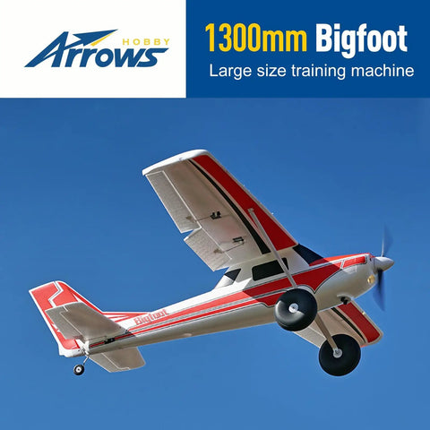 BGFT 1300mm 6 Channel RC Airplane With Vector Flight Stabilization System RTF For Adults Includes Battery Charger And Radio Easy To Fly No Brainer Trainer Plane flying high with red accents