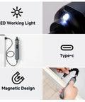 Mini Cordless Electric Screwdriver Set With Precision Bits, 250 RPM Motor, And Bright LED Light showing LED light and magnetic design.