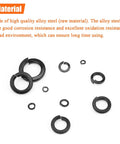 Assorted 50 Pack 8.8 Grade Alloy Steel M12 Split Lock Washers, Spring Lock Washers For Screws And Bolts, Heavy Duty Jobsite Grade Black Finish