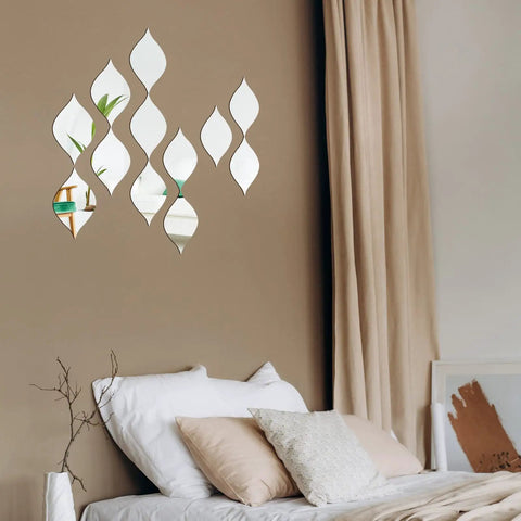 15 Pack Teardrop Mirror Wall Decals With Wavy Acrylic Finish Removable 3D DIY Art for Living Room Bedroom Home Decor