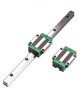 Square Linear Guide Rail Kit HGW25 700mm With 2 Flange Carriage Blocks HGW25CA for CNC machines and DIY projects in metal finish.