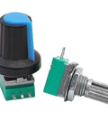 Ten Pack 10K Potentiometer Kit With Knurled Shaft, Top Adjustment, Three Pin Rotary Linear Potentiometer RK097N-3-10K Style
