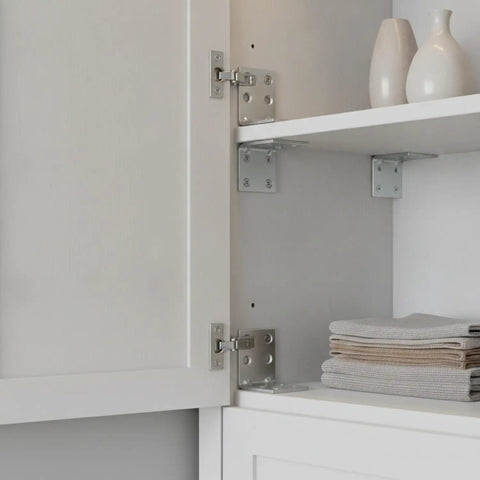 Steel L Bracket Set For Tackling Wobbly Furniture With 90 Degree Corner Braces For Shelves And Cabinets Includes Screws