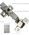 Quick Fix Clip On Full Overlay Cabinet Hinges Delivering Slick Concealed Hardware For Frameless Furniture With Knockout 105 Degree Door Action on clip plate.