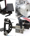 Heavy Duty 1500W Belt Sander And Knife Sharpener With 3 Interchangeable Grinding Stones Multi Angle Polisher close-up of copper motor and grinding setup