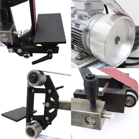 Heavy Duty 1500W Belt Sander And Knife Sharpener With 3 Interchangeable Grinding Stones Multi Angle Polisher close-up of copper motor and grinding setup