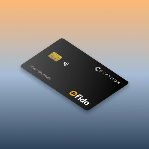 Fido2 Certified Multi Factor Auth Token Nfc Smart Card for passwordless login, showing chip and sleek design.