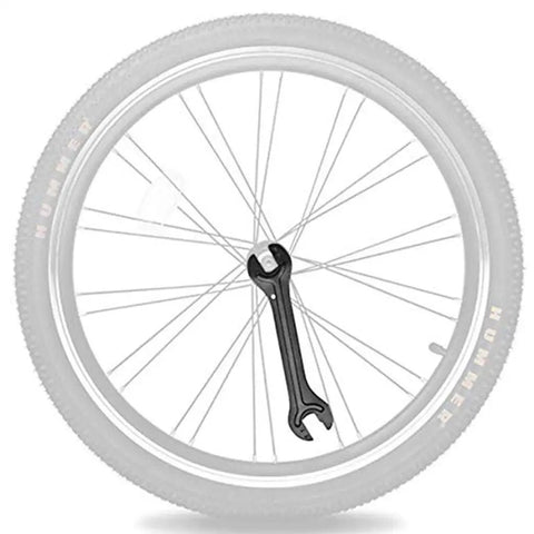 2 Piece Bike Hub Cone Wrench Set For Wheels And Pedals, Four Sizes 13 14 15 16 Millimeters, double-sided wrench inside a bike wheel