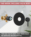 Matte black tub/shower faucet set with brass valve body and single-handle control dial