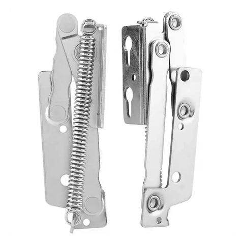 Rotating Concealed Hinges For Cabinets And Wardrobes, Heavy Duty Steel Spring Lift Hinge Set, 2 Piece, side view of hinges