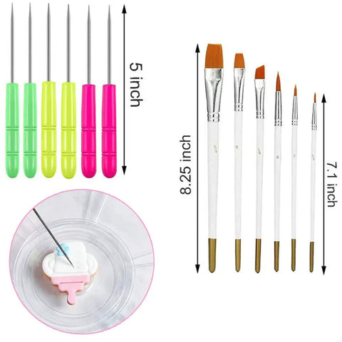 Level Up Your Baking Game With This Nifty 8 Inch Acrylic Cookie Decorating Turntable Kit Featuring Six Sturdy Brushes And Six Precision Scribe Tools For Flawless Icing And Sugar Craft Designs, with six scribe tools and brushes.