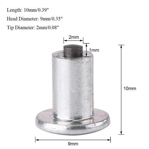 100 Piece 9 Mm Tire Stud Screws And Tough Tungsten Steel Snow Tire Spikes close-up showing dimensions and design details.
