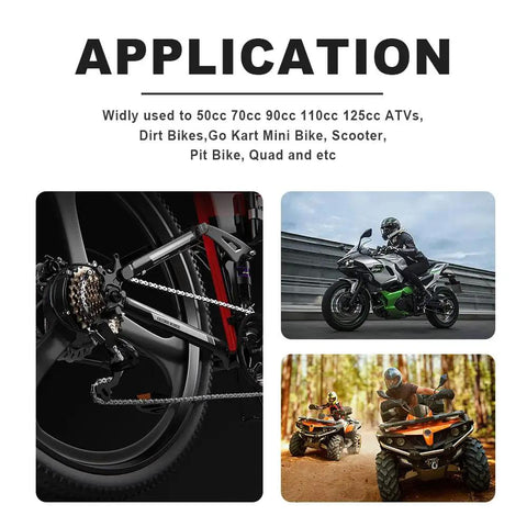 Rugged Chain Breaker Tool for Motorcycles and ATVs, ideal for quick disassembly on the go, featuring images of bikes and ATVs.