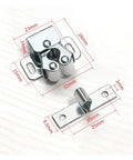 Stainless Steel Cabinet Latches 18 Pcs Dual Wheel Spring Catches Self Locking Hardware For Cupboard, Drawer And Wardrobe Door Fix Fitting with measurements.