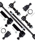 8 Piece Front Tie Rod Kit For 1995 To 1999 Nissan Maxima Beefed Up Front End Suspension Kit With 2 Outer Tie Rod Ends ES3438 2 Inner Tie Rod Ends EV352 2 Front Lower Ball Joints K9818 And 2 Sway Bar End Links K9824, black steel suspension parts