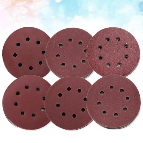 Grab These 60-Piece 5-Inch 8-Hole Hook And Loop Sanding Discs With Aluminum Oxide Grit for stone, glass, metal, and wood polishing.