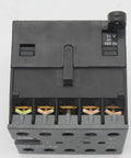 Front view of Miniature 3-pole contactor B7-30-10-01 with 24V coil, showing terminals, compact industrial relay for three-phase switching.