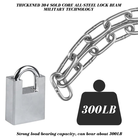 Heavy Duty Bike Chain Lock Built Tough With Case Hardened Steel Security Chain and padlock, weatherproof, 300lb capacity.