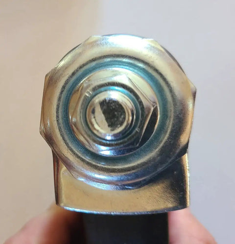 Close-up of threaded stem on 5 Inch Polyolefin Caster Wheel With Swivel Stem For Steel Convertible Hand Trucks Replacement.