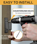 Installation of 2 Pack Door Barricade Brackets For 2x4 Lumber Drop Open Bar Holder For Home Security using a drill