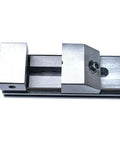 Heavy Duty Machine Vise With Quick Adjust Sliding Jaws Built Tough For Lathes Mills And Cnc Workbenches, top view showing sliding jaws.