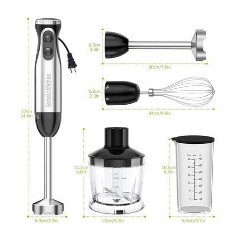 Straight Up Game Changer 4 In 1 Immersion Blender With Food Processor Chopper And Egg Whisk 20 Variable Speeds Plus Turbo Mode for smoothies, soups, and protein shakes.