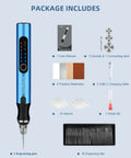 Wireless Engraving Pen Kit With 34 Bits 3 Speed Control Two Part Collet Lock Includes Practice Materials And Stencils