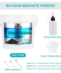 Ultra Fine Graphite Powder 18oz 3000 Mesh Microfine Dry Lubricant for Precision Friction Surfaces, 3 Micron Purity, Fills Tiny Pits, Cuts Friction and Wear, Gearhead Friendly for Machinery, Tools, and Industrial Applications, with syringe bottle and gloves