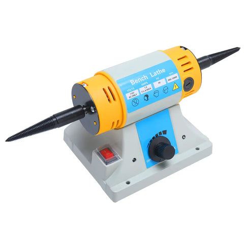 4-1/4 Inch Bench Lathe Buffer Polisher With Dual 4 Inch Buffing Wheels, Beefy 320W Variable Speed Benchtop Jewelry Polisher on table