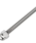 Close-up of 6-inch swage threaded stud tension end fitting, T316 stainless steel for deck cable railing, 20 pack, indoor outdoor use