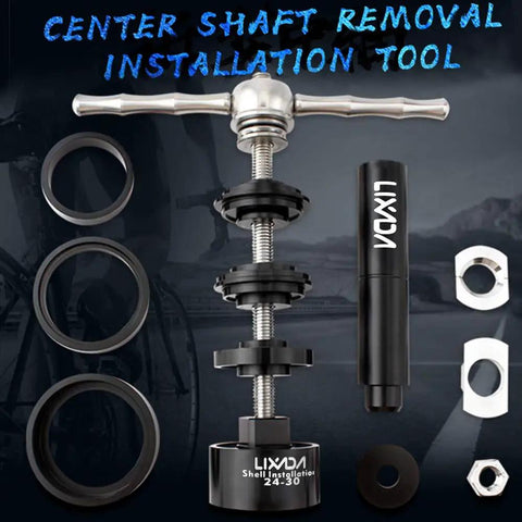 Pro Grade Bike Bottom Bracket Press And Removal Tool Kit For BB86 BB30 BB91 BB92 PF30 with rings and center shaft visible