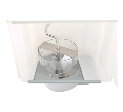 Beefy Heavy Duty Ice Container Bucket Assembly Replacement for Refrigerator, white plastic and metal interior, top view