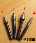 4 heavy duty diamond grinding bits for stone work designed for rotary tools and hand grinders featuring 6mm shank.
