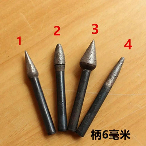 4 heavy duty diamond grinding bits for stone work designed for rotary tools and hand grinders featuring 6mm shank.