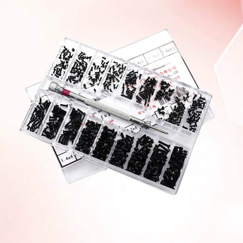 Miniature Screw Set Kit With Three Kinds Flat Countersunk Machine Screws Assortment Box Tool Box For Repair Pros And DIYers Carbon Steel Tiny Fasteners