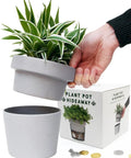 Hand lifting Hidden Storage Plant Pot Key Hider and Money Stash Safe With Double Concealment Ceramic Flower Pot Secret Compartment For Keys Cash Jewelry Realistic Fake Plant Safe with removable top to reveal hidden compartment