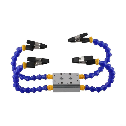 Versatile Third Hand Welding Table Clamp With Flexible Arms For Soldering Projects And Precision Hold Down Assembly Work To Keep Wires And Components Locked Tight Without Breaking A Sweat On Any DIY Build, featuring four flexible arms and plastic clips.